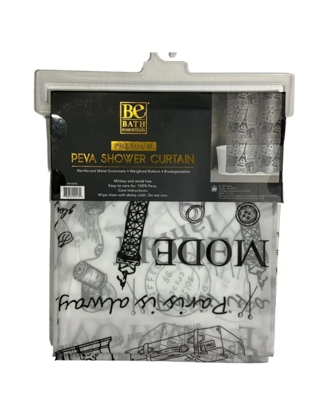 Paris Eiffel Tower French Shower Curtain Parisian Decor Black White 70 X 72 in
